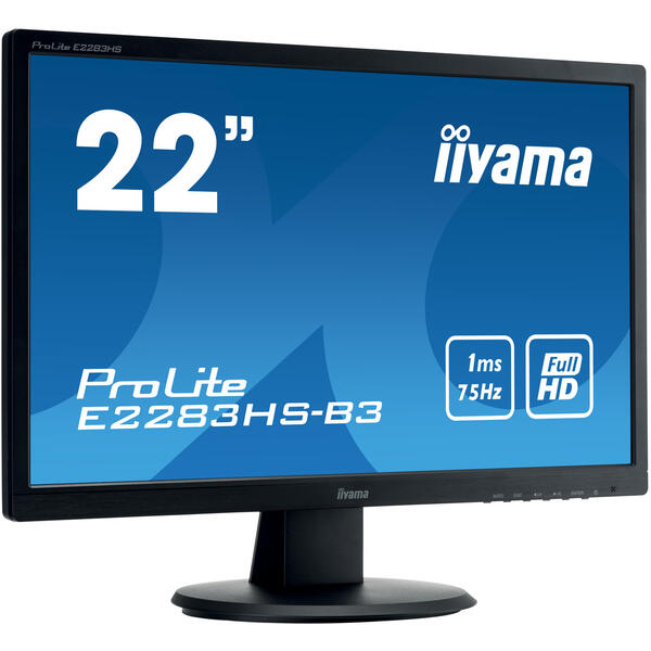 Monitor LED IIyama Prolite E2283HS 21.5 inch Full HD, 1ms, 75Hz, Boxe, Negru