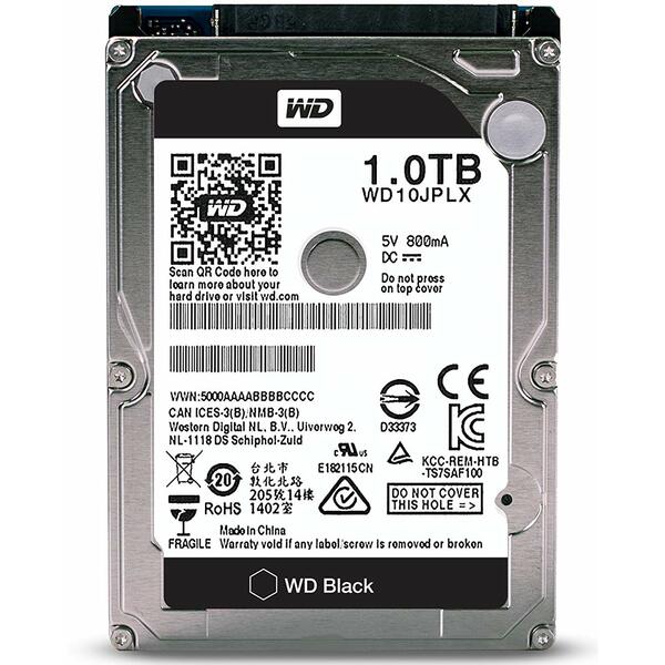 Hard Disk Notebook WD Black, 1TB, SATA-III, 7200 RPM, cache 32MB, 9.5 mm