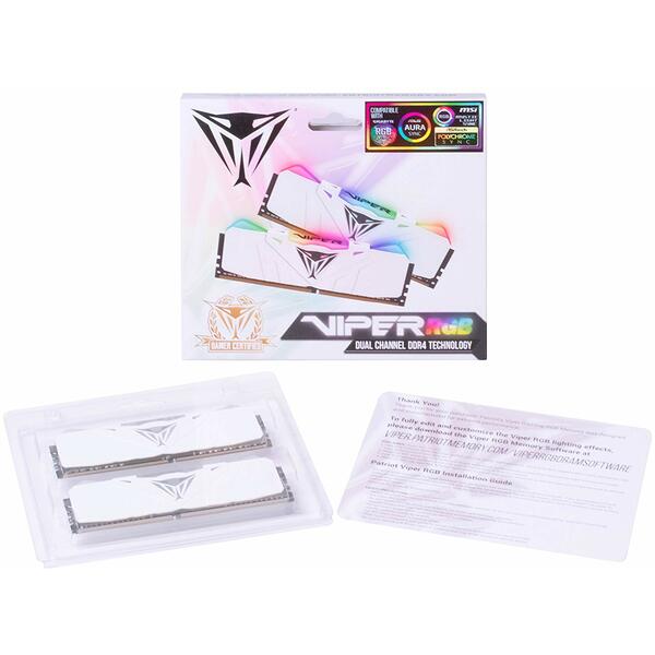 Memorie PATRIOT Viper RGB White 16GB DDR4 3000MHz CL15 1.35V Kit Dual Channel