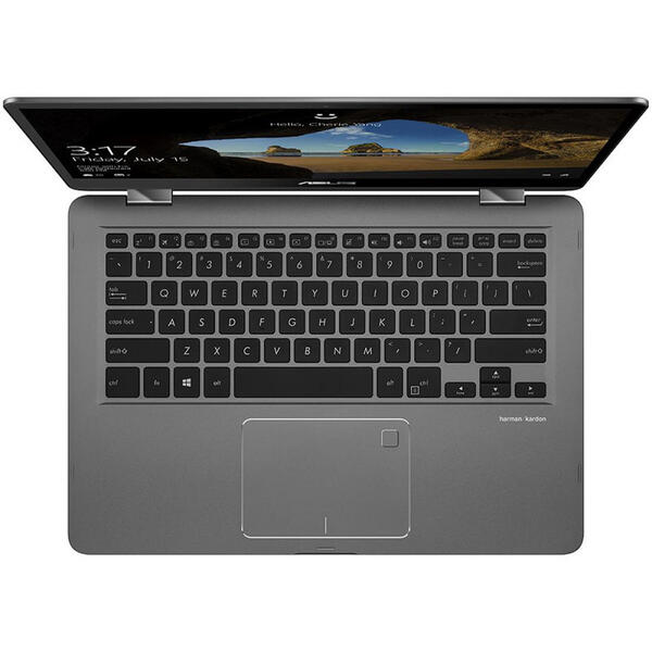 Laptop 2 in 1 Asus ZenBook Flip 14 UX461FA-E1041R, 14 inch Full HD Touch, Procesor Intel Core i7-8565U, 8GB, 512GB SSD, Intel UHD 620, Win 10 Pro, Slate Gray