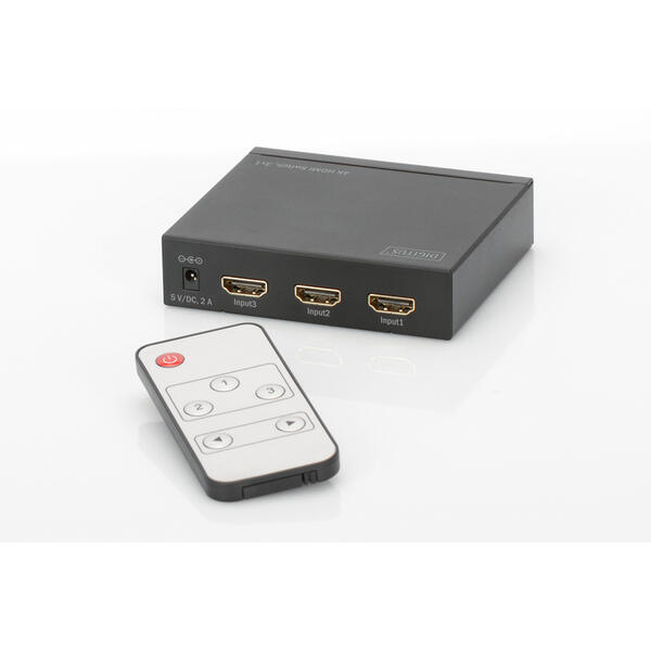 Spliter video Digitus Switch HDMI 3-port, 4096x2160p 4K UHD 3D, HDCP1.3, Telecomanda