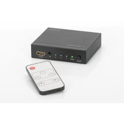 Spliter video Digitus Switch HDMI 3-port, 4096x2160p 4K UHD 3D, HDCP1.3, Telecomanda