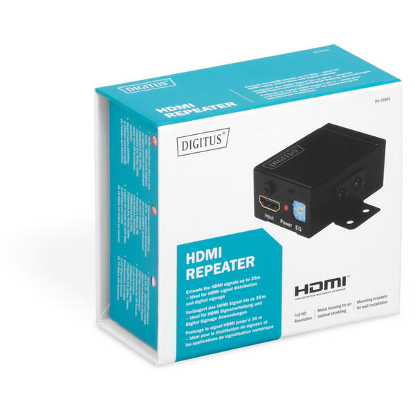 Spliter video Digitus Repeater HDMI up to 35m, 1920x1080p FHD 3D, HDCP