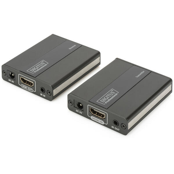 Spliter video Digitus Professional Extender HDMI pana la 130m Cat.5e/6 UTP, 1080p 60Hz FHD HDCP 1.4, IR, audio (SET)