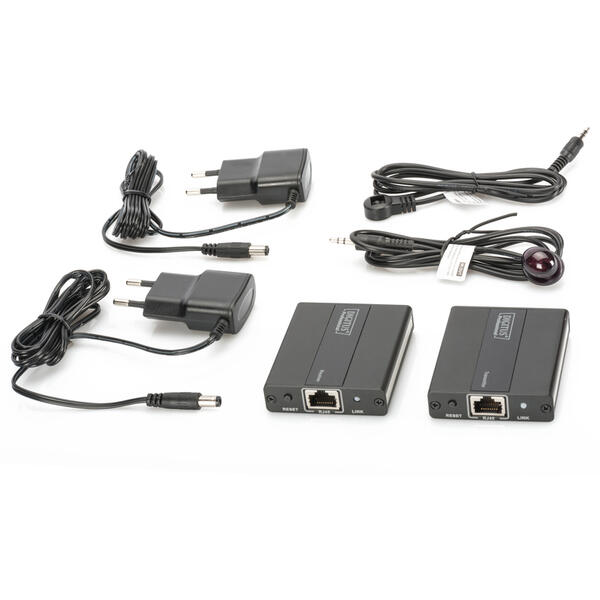 Spliter video Digitus Professional Extender HDMI pana la 130m Cat.5e/6 UTP, 1080p 60Hz FHD HDCP 1.4, IR, audio (SET)