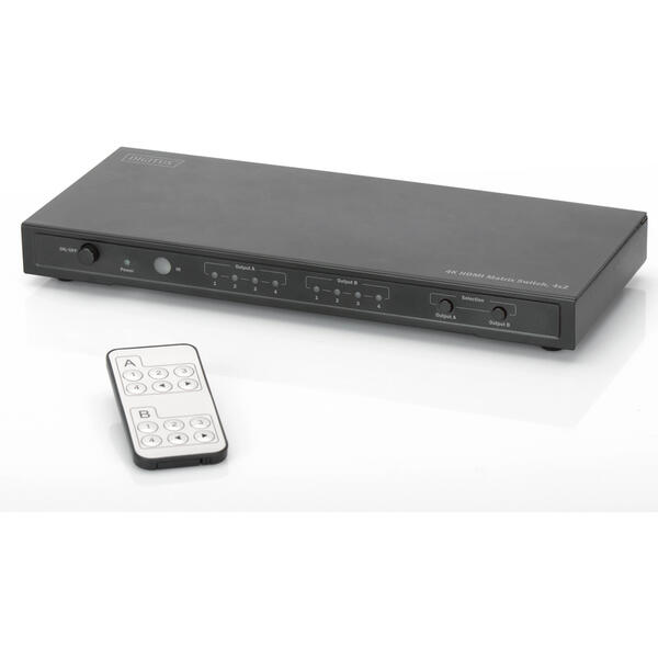 Spliter video Digitus 4K HDMI Matrix Switch 4/2-port, 4096x2160p 4K UHD 3D, HDCP1.3, telecomanda