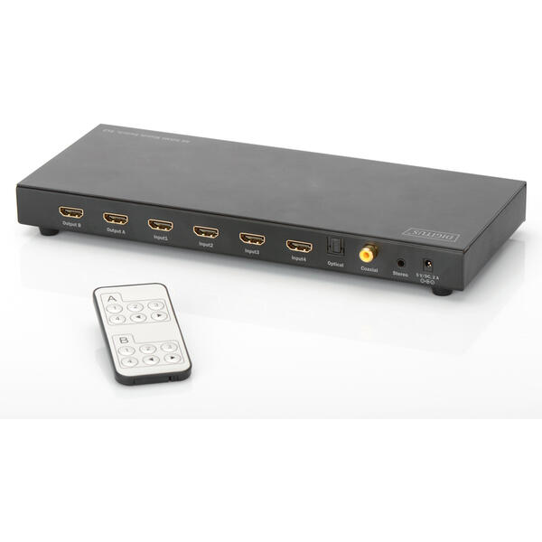 Spliter video Digitus 4K HDMI Matrix Switch 4/2-port, 4096x2160p 4K UHD 3D, HDCP1.3, telecomanda