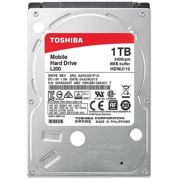 Hard Disk Notebook Toshiba L200 2,5 inch 1TB SATA 5400RPM 128MB Bulk