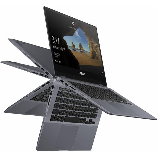 Laptop 2 in 1 Asus VivoBook Flip 14 TP412UA, 14 inch FHD Touch, Intel Core i3-8130U, 4GB DDR4, 256GB SSD, GMA UHD 620, Win 10 Home, Grey