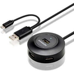 HUE-X6GB, 4x USB2.0 + Micro USB OTG Black