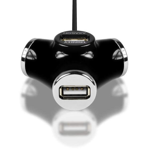 Hub USB AXAGON HUE-X3B 4x USB2.0 TRINITY Black