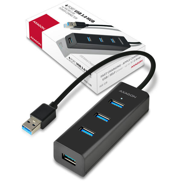 Hub USB AXAGON HUE-S2B, 4x USB3.0 Charging Hub + MicroUSB Charging Connector