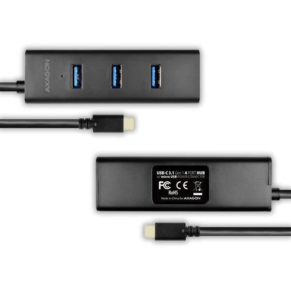Hub USB AXAGON HUE-S2C, 4x USB3.0 Charging Hub + MicroUSB Charging Connector, Type-C