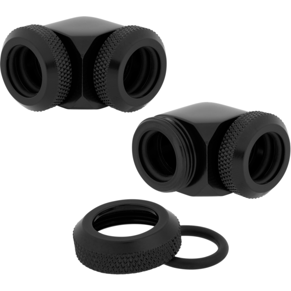 Accesoriu Watercooling Corsair Hydro X Series XF Hardline 90° 12mm OD Fittings Twin Pack Black