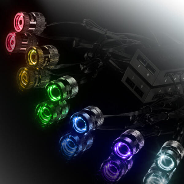 Accesoriu Watercooling RAIJINTEK Pelias RGB-LED-Fittings - Hardtube 14mm G1/4 Zoll (6per Pack)