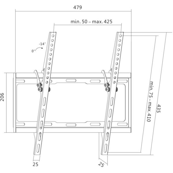 Suport TV Logilink de perete fix pentru Televizor 32-55 inch, Greutate maxima 35kg Negru