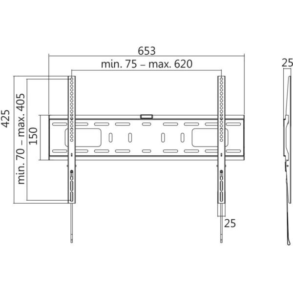 Suport TV Logilink de perete fix pentru Televizor 37-70 inch, Greutate maxima 50kg Negru