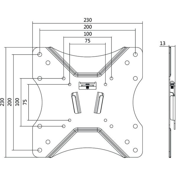 Suport TV Logilink de perete fix pentru Televizor 23-42 inch, Greutate maxima 25kg Negru