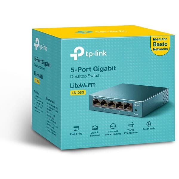 Switch TP-LINK 5 porturi Gigabit LiteWave carcasa metalica LS105G