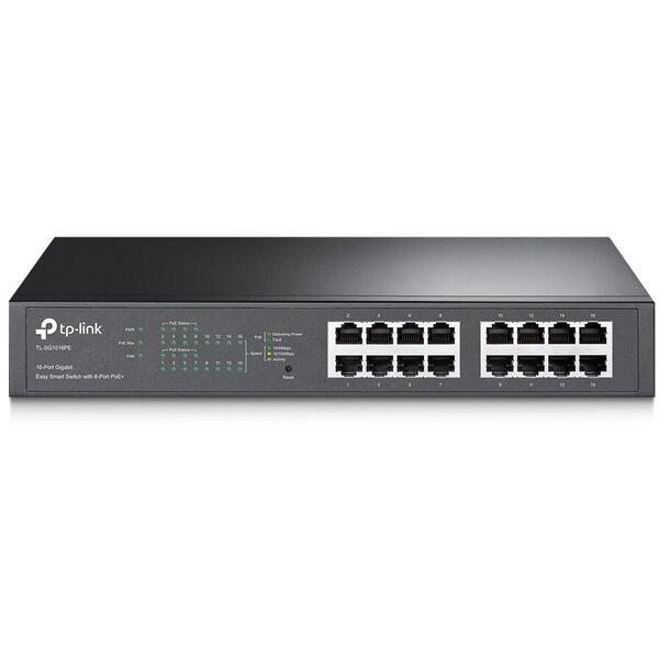 Switch TP-LINK PoE SMART 16 porturi Gigabit, carcasa metalica, rackabil, TL-SG1016PE