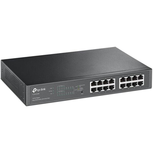 Switch TP-LINK PoE SMART 16 porturi Gigabit, carcasa metalica, rackabil, TL-SG1016PE