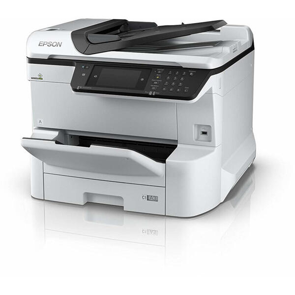 Multifunctionala Epson WorkForce Pro WF-8610DWF, Inkjet, Color, Format A3+, Fax, Retea, Wi-Fi, Duplex