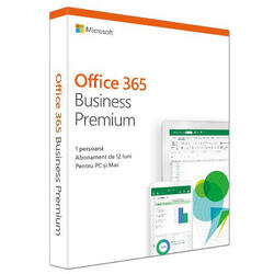 Office 365 Business Premium 2019, Engleza, Subscriptie 1 An, Medialess Retail