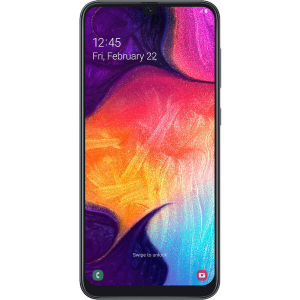 Smartphone Samsung Galaxy A50 (2019), Super AMOLED Full HD+, Octa Core, 128GB, 4GB RAM, Dual SIM, 4G, 4 Camere: 25 mpx+25 mpx+8 mpx+5 mpx, Acumulator 4000mAh, Incarcare rapida, Black