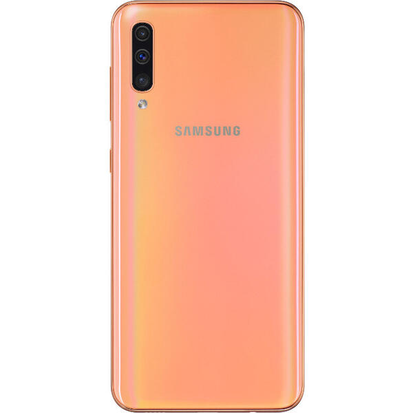 Smartphone Samsung Galaxy A50 (2019), Super AMOLED Full HD+, Octa Core, 128GB, 4GB RAM, Dual SIM, 4G, 4 Camere: 25 mpx+25 mpx+8 mpx+5 mpx, Acumulator 4000mAh, Incarcare rapida, Coral