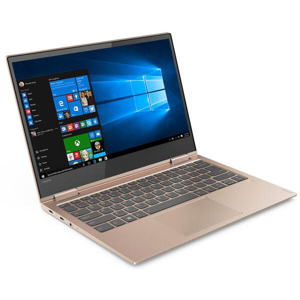 Laptop Lenovo Yoga 730, 13.3 inch UHD 3840 x 2160 IPS Touch, Intel Core i7-8550U, 16GB DDR4, 512GB SSD, GMA UHD 620, Win 10 Home, Copper, Bluetooth Active Pen