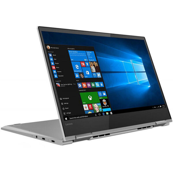 Laptop Lenovo Yoga 730, 13.3 inch UHD 3840 x 2160 IPS Touch, Intel Core i7-8550U, 8GB DDR4, 512GB SSD, GMA UHD 620, Win 10 Home, Platinum, Bluetooth Active Pen