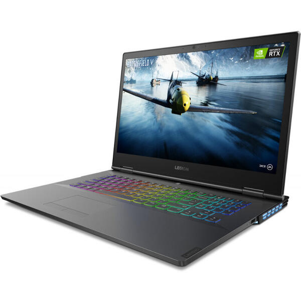 Laptop Lenovo Legion Y740, 17.3 FHD IPS 144Hz G-Sync, Procesor Intel® Core™ i7-9750H (12M Cache, up to 4.50 GHz), 32GB DDR4, 1TB 7200 RPM + 1TB SSD, GeForce RTX 2080 8GB, FreeDos, Black