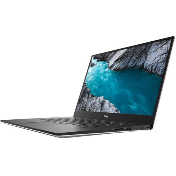 Laptop Dell XPS 15 15.6 inch UHD OLED, InfinityEdge, Intel Core i7-9750H, 16GB DDR4, 512GB SSD, GeForce GTX 1650 4GB, FingerPrint Reader, Win 10 Pro, Silver