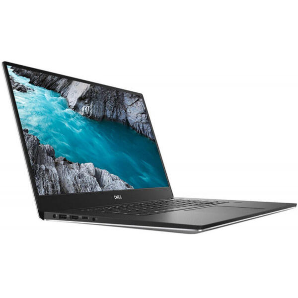 Laptop Dell XPS 15 15.6 inch UHD OLED, InfinityEdge, Intel Core i7-9750H, 16GB DDR4, 512GB SSD, GeForce GTX 1650 4GB, FingerPrint Reader, Win 10 Pro, Silver