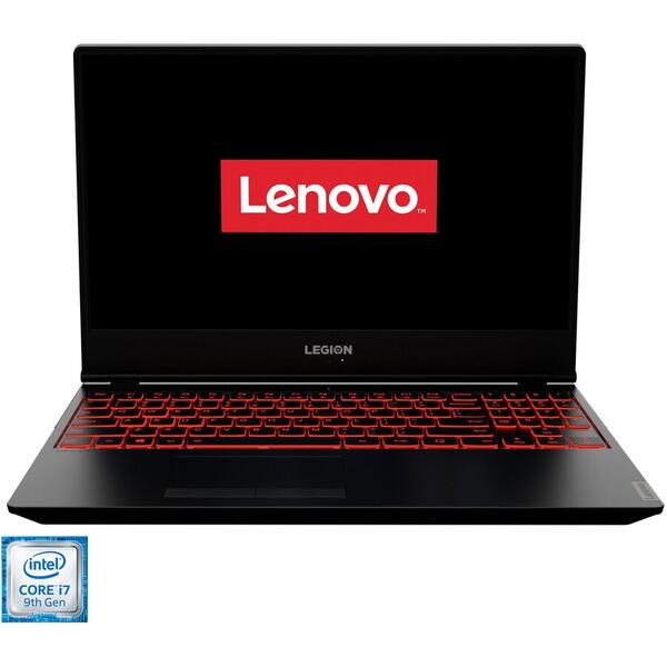 Laptop Lenovo Gaming 15.6'' Legion Y7000, FHD IPS, Procesor Intel Core i7-9750H, 8GB DDR4, 1TB + 256GB SSD, GeForce GTX 1650 4GB, FreeDos, Black