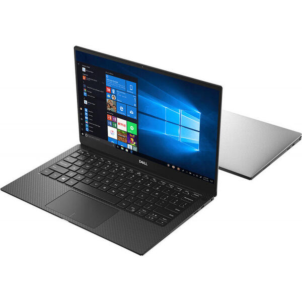 Laptop Dell New XPS 13 9380, 13.3 inch 4K UHD Touch, Intel Core i7-8565U, 16GB, 512GB SSD, GMA UHD 620, Win 10 Pro, Silver