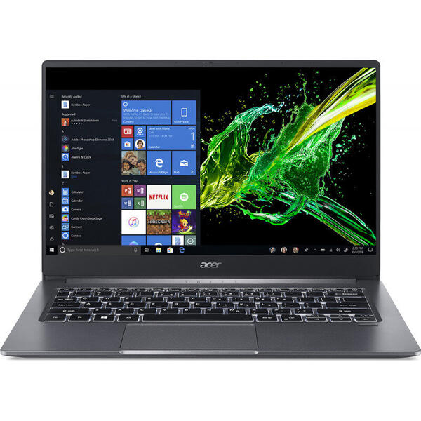 Laptop Acer Swift 3 SF314-57, 14'' FHD, Intel Core i3-1005G1, 4GB DDR4, 256GB SSD, GMA UHD, Win 10 Home, Steel Gray