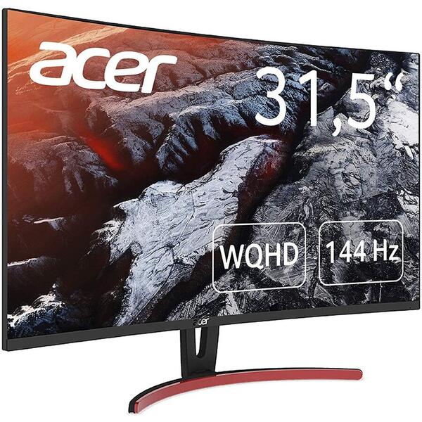 Monitor LED Acer ED323QURABIDPX, Curbat, 31.5 inch WQHD, Negru/Rosu, FreeSync 144Hz