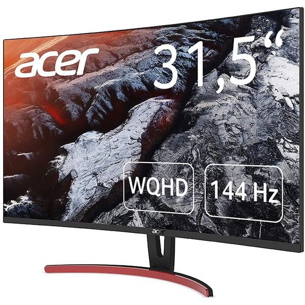 Monitor LED Acer ED323QURABIDPX, Curbat, 31.5 inch WQHD, Negru/Rosu, FreeSync 144Hz