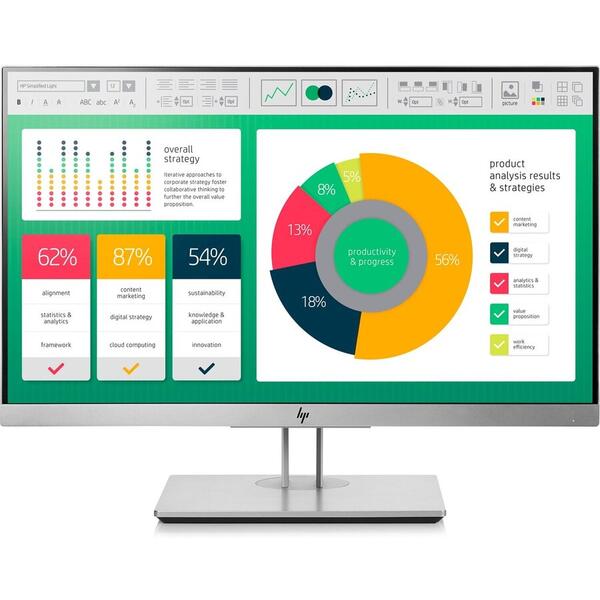 Monitor LED HP EliteDisplay E233, 23 inch FHD, 5ms, Argintiu, 60Hz