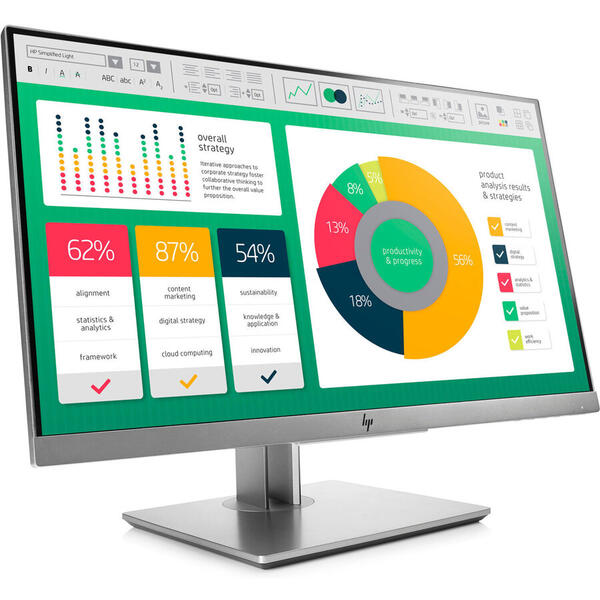 Monitor LED HP EliteDisplay E233, 23 inch FHD, 5ms, Argintiu, 60Hz