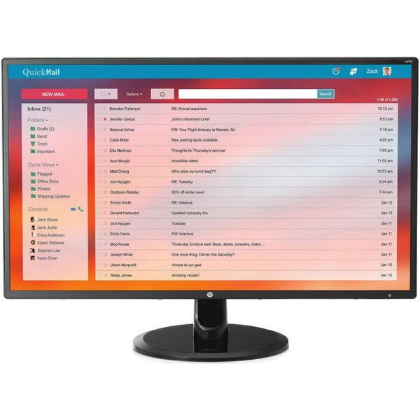 Monitor LED HP V270, 27 inch FHD, 5 ms, Black, 60Hz