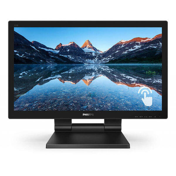 Monitor LED Philips 222B9T, 21.5 inch FHD, 1ms, Black, Touchscreen