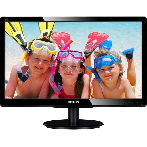 Monitor LED Philips 200V4LAB2, 19.5 inch HD, 5ms, Black, 60Hz