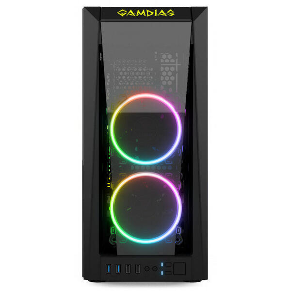 Carcasa Gamdias Talos M1A, Tempered Glass, MiddleTower, Fara sursa, Negru