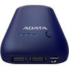 Baterie externa A-DATA P10050, 10050 mAh, 2x USB, 2.4A, Albastru