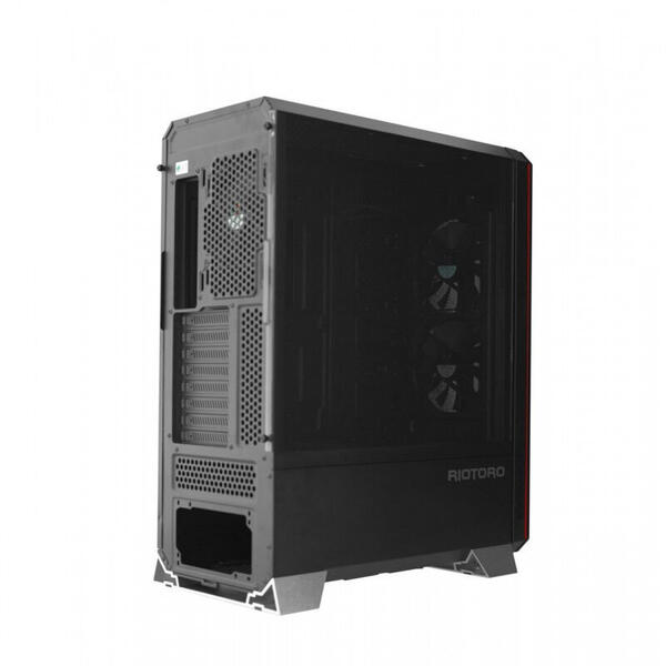 Carcasa Riotoro CR1288 TG, Tempered Glass, MiddleTower, Fara sursa, Negru