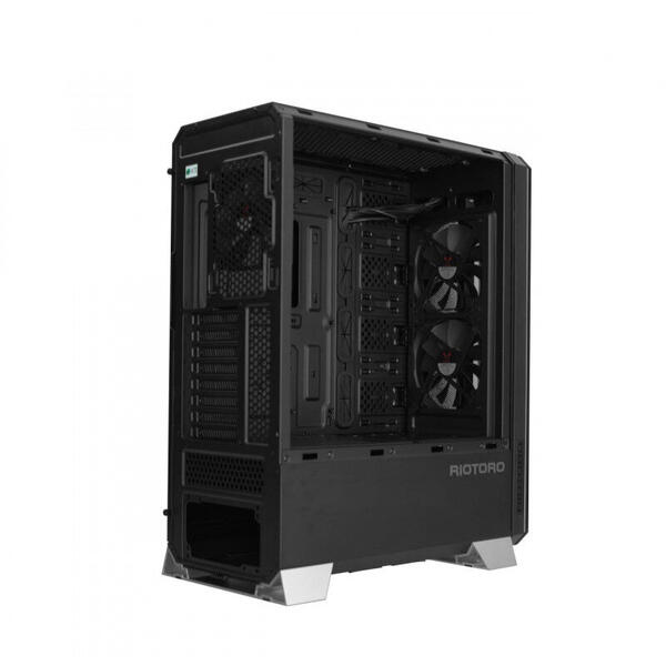 Carcasa Riotoro CR1288 TG, Tempered Glass, MiddleTower, Fara sursa, Negru