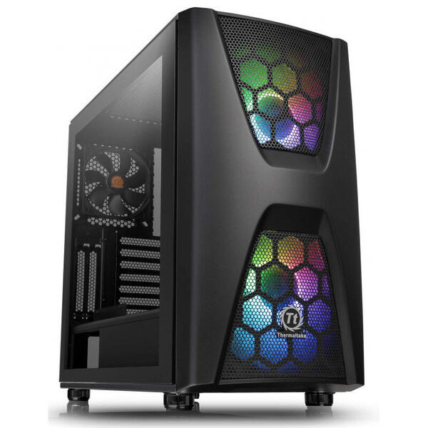 Carcasa Thermaltake Commander C34 TG ARGB, Tempered Glass, MiddleTower, Fara sursa, Negru