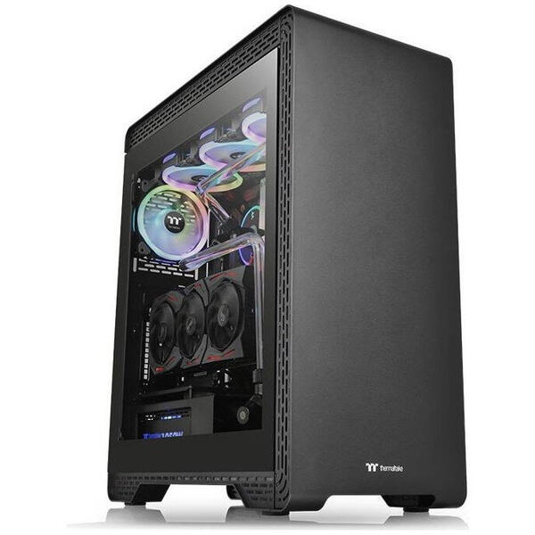 Carcasa Thermaltake S500, Tempered Glass, MiddleTower, Fara sursa, Negru